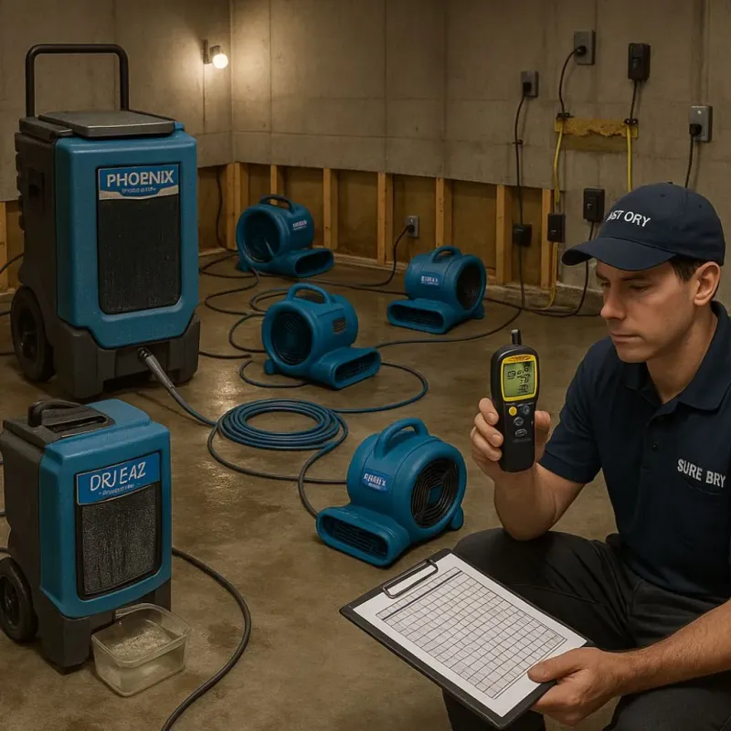 Structural Drying and Dehumidification process in Sulphur, OK